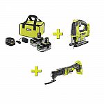 Ryobi 18v One+ Lithium+ HP 3.0 AH 2-Pack Starter Kit with 2 Free Tools $99