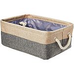 2-pk AmazonBasics Two Tone Linen Storage Basket Bin with Handles $6.74