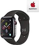 Apple Watch Series 4 (GPS + Cellular, 44mm) with Space Black Stainless Steel Case + AppleCare+ Bundle $478
