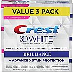 3-Pack 4.1oz Crest 3D White Brilliance Vibrant Peppermint Toothpaste $8 or Less