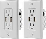 Dynex 2.4A USB Wall Outlet (2-Pack) $15