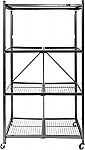 Origami General Purpose Foldable 4-Shelf Storage Rack with Wheels, Large $79