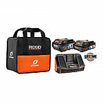 RIDGID 18-Volt OCTANE Lithium-Ion Bluetooth 3.0 Ah and 6.0 Ah Battery Starter Kit with Charger + Additional 9.0 Ah Battery $109 (Save $254)
