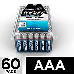 60-Pack Rayovac High Energy Alkaline AA or AAA Batteries $11 (50% Off)