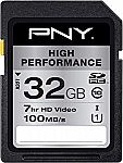 PNY 32GB High Performance Class 10 SD Flash Card $2