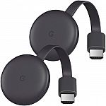 Google Two Chromecast (Latest Model) Streaming Media Players $50