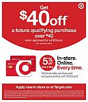 Apply for a new REDcard (Debit or Credit), Get One-Time Coupon $40 off $40+ 