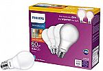 4 pack Phillips LED 60W equiv (800 lumen) bulbs $5.38