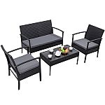4-Piece Rattan Wicker Outdoor Patio Furniture Set $144