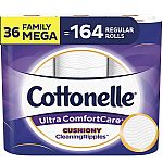 Cottonelle Ultra ComfortCare Toilet Paper, 36 Family Mega Rolls $26.86
