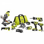 RYOBI 18V ONE+ Li-Ion Cordless 8-Tool Combo Kit + 2 Batteries and Charger $380