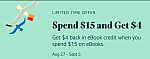 Select Accounts: Spend $15 on eBooks, Get $4 eBook Credit