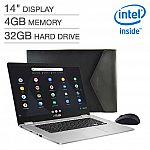 ASUS C423NA 14" FHD Chromebook (Celeron N3350, 4GB, 32GB) + Bonus Mouse & Sleeve $159.99