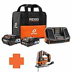 Ridgid 18V Brushless Jigsaw with (1) 6.0AH, (1) 3.0AH batteries, charger, bag $179