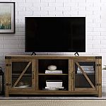 Manor Park Farmhouse Barn Door 64" TV Stand (Wood or Glass Door) $125