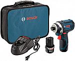 Bosch 12-Volt Max Lithium-Ion 1/4" Hex Impact Driver Kit w/ 2 Batteries $64