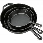 Ozark Trail 3 Piece Cast Iron Skillet Set $18