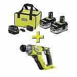 Ryobi One+ 2 pack 3.0 batteries and Rotary Hammer Drill $99 (62% Off)