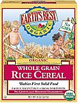 12-Pack 8oz Earth's Best Organic Infant Cereal, Whole Grain Rice $2.79