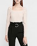 Extra 50% off Clearance: Women's Ribbed Square Neck Puff Sleeve Top $12.49 and more