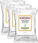 3 x 30 Ct Burt's Bees Sensitive Facial Cleansing Towelettes with Cotton Extract for Sensitive Skin $10.47