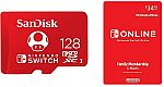SanDisk 128GB MicroSDXC UHS-I Memory Card + Nintendo Switch Online Family Membership 12 Month $39.99