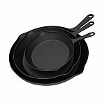 Seasoned 3-Piece Cast Iron Skillet Set 10”, 8”, 6” $18