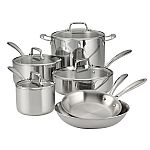 Tramontina 10-Piece Tri-Ply Clad Stainless Steel Cookware Set, with Glass Lids $110