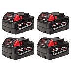 Milwaukee M18 18V Lithium-Ion XC Battery Pack 3.0Ah (4-Pack) $149