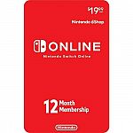 Nintendo Switch Online 12-Mon Membership + $5 bestbuy gift card $20