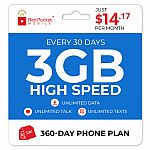 360-Day Red Pocket Prepaid Plans: Unlimited Talk & Text + 3GB Data / Month $170, 1GB Plan $95, 8GB Plan $205