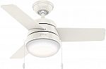 Hunter Aker 36-in 3-Blade Indoor LED Ceiling Fan $25 + Free Shipping