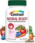 60-Ct Centrum Natural Beauty Biotin and Vitamin E, Hair Skin and Nails Vitamins $8.70 & More