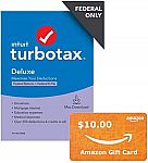 TurboTax 2020 + $10 Amazon GC [PC/Mac Download or Disc]: Deluxe $30, Deluxe + State for $40