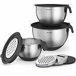 Belwares Set of 3 Stainless Steel Mixing Bowls with Airtight Lids and Graters, $29.49 (Org $50)