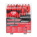 WORKPRO 100-Pc Rubber Handle Ratcheting Multi-Bit Screwdriver Set $12.48