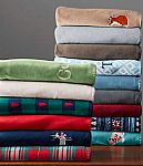 Lands End 50" x 70" Plush Fleece Throw Blanket (various) $5