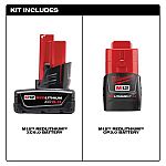 Milwaukee M12 2-pk battery combo (48-11-2460S) including XC6 and CP3 $99