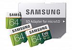 3-Count 64GB Samsung EVO Select U3 MicroSD Memory Card w/ Adapters $24