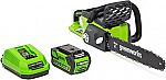 Greenworks 16-Inch 40V Cordless Chainsaw w/ 4.0 AH Battery $136 (40% Off) & More Outdoor Power Equipment