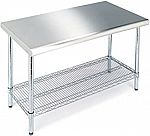 Seville Classics Commercial-Grade NSF Top Work Table 49" W x 24" D x 35.5" H, Stainless Steel $89