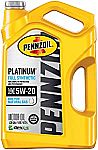 5 Quart Pennzoil Platinum 5W-20 Full Synthetic Motor Oil $12.45