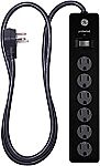 GE 6 Outlet Surge Protector, 4 Ft Extension Cord $7