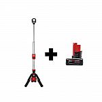 Milwaukee M12 12V Li-Ion Cordless 1400 Lumen ROCKET LED Stand Work Light with Free M12 4.0 Ah Battery $139