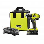 RYOBI 18V ONE+ Li-Ion Cordless 3-Speed 1/2 in. Impact Wrench Kit with 4.0 Ah Battery, Charger, and Bag $99