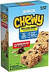 58-Ct Quaker Chewy Granola Bars, 25% Less Sugar, Chocolate Chip $3.44