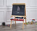 AmazonBasics Kids Standing Art Easel, Dry-Erase Board, Chalkboard, 2 Paper Rollers $33