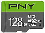 (Back) PNY 128GB Elite Class 10 U1 MicroSD Flash Memory Card $11