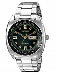 Seiko Men's Analog Green Dial Automatic Stainless Steel Watch $115