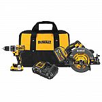 DEWALT FlexVolt 60V Max Brushless 7 1/4-in Circular Saw + XR 20V Max Brushless Hammer Drill Combo Kit $299